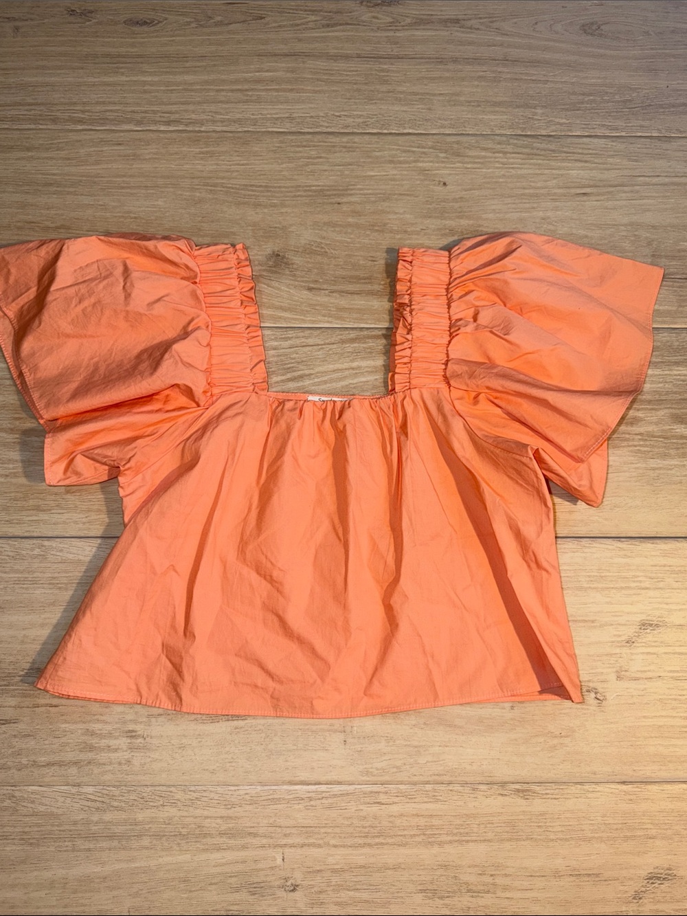 Sunday Up Women's Puff-Sleeve Square Neck Top - Orange size medium